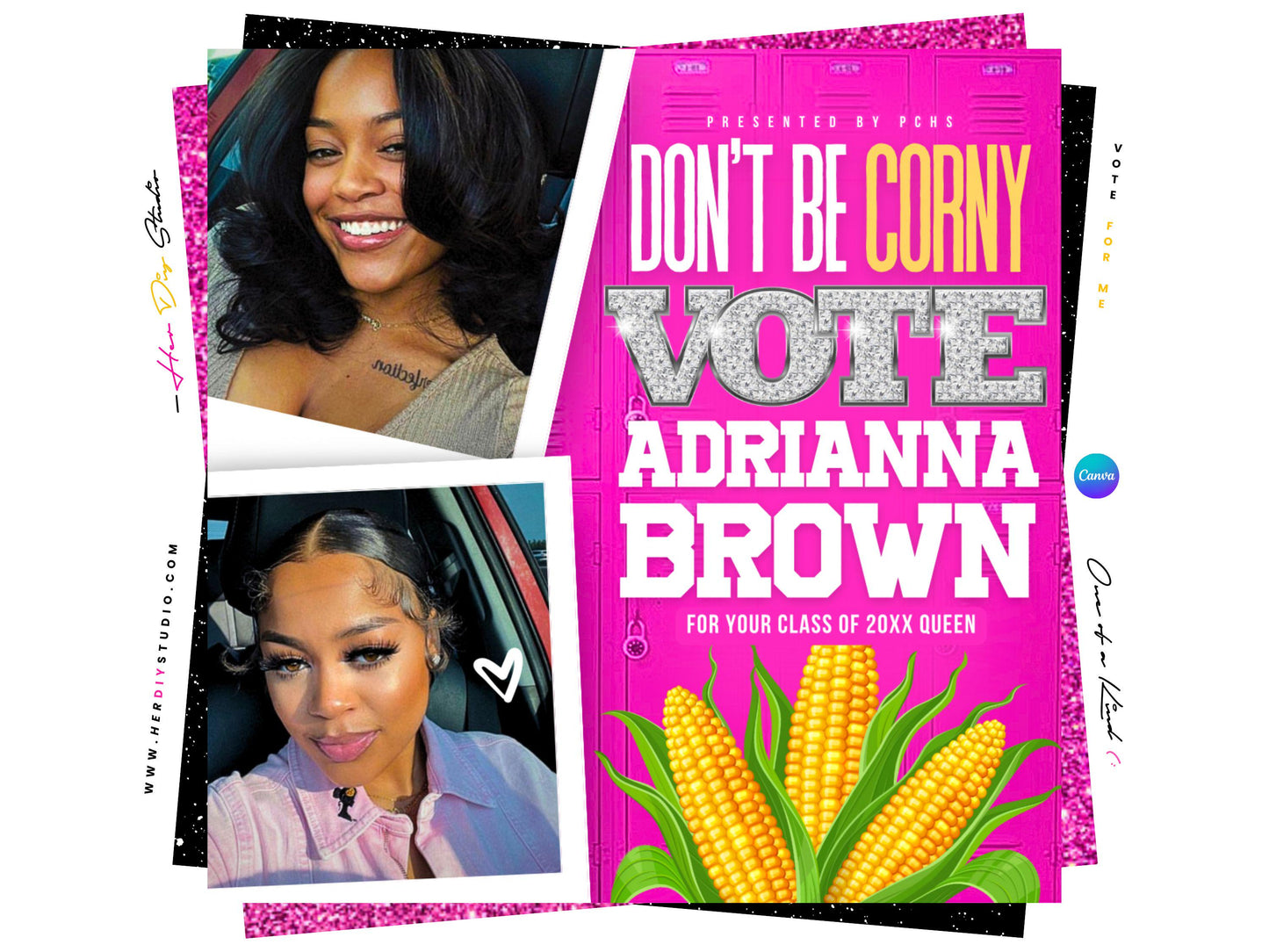 Prom Queen Campaign Flyer Canva Template | Homecoming, School Dance (Digital Item)
