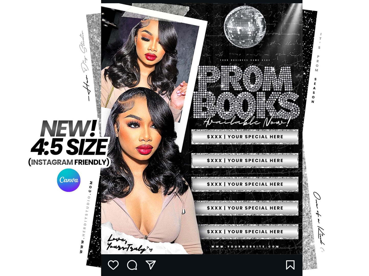 Prom Season Specials Flyer, Hair & Beauty Template (Canva Template)