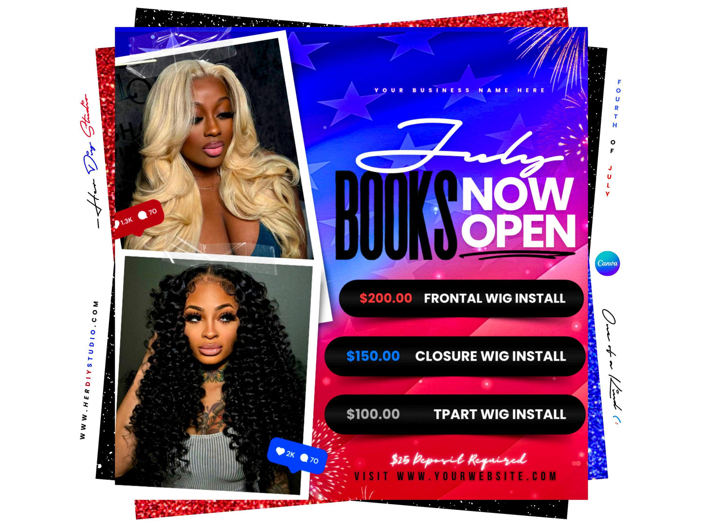 4th of July Flyer, 4th of July Booking Flyer, Independence Day Flyer