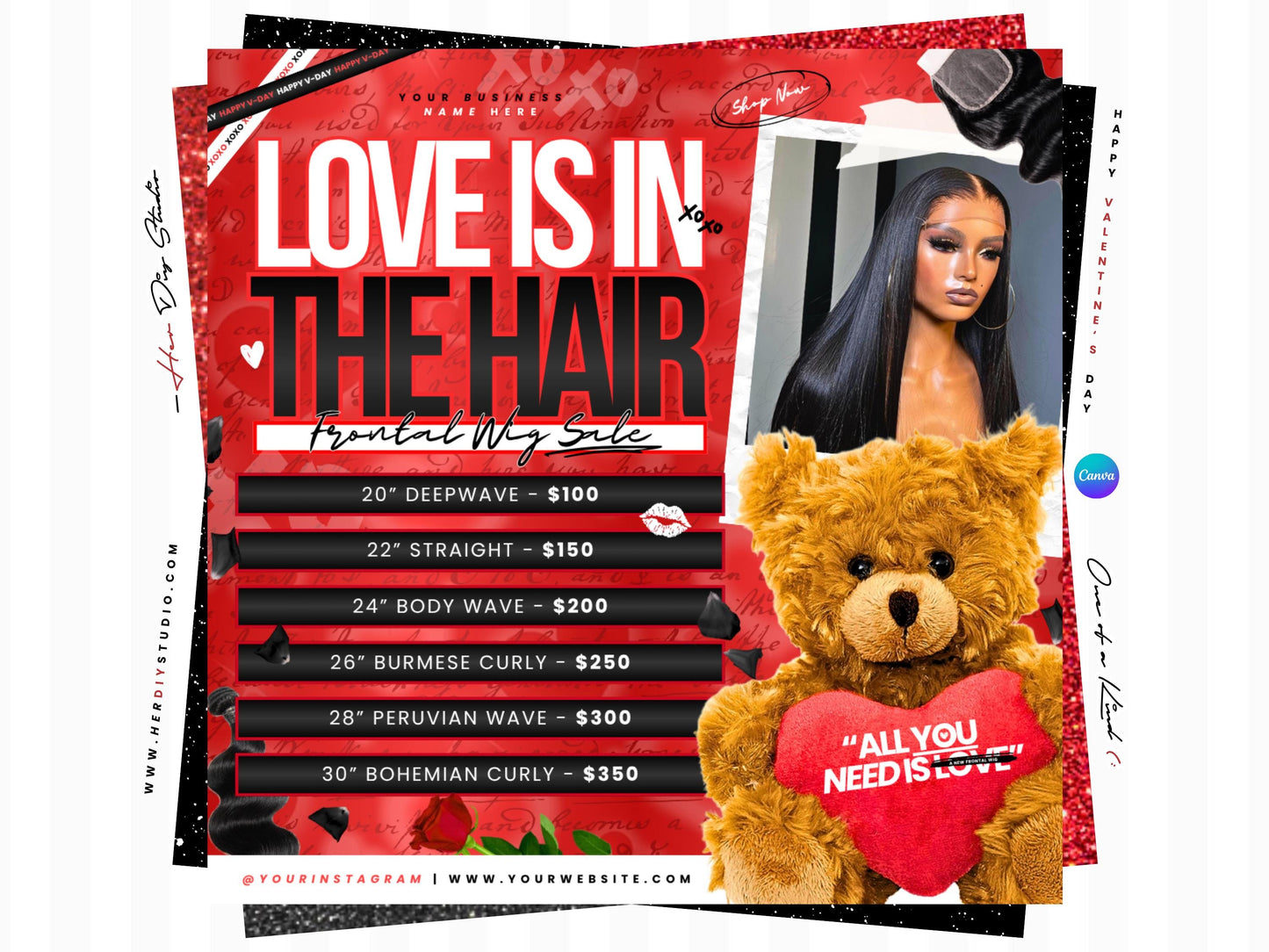 Valentine’s Day Sale Flyer, Hair Flyer