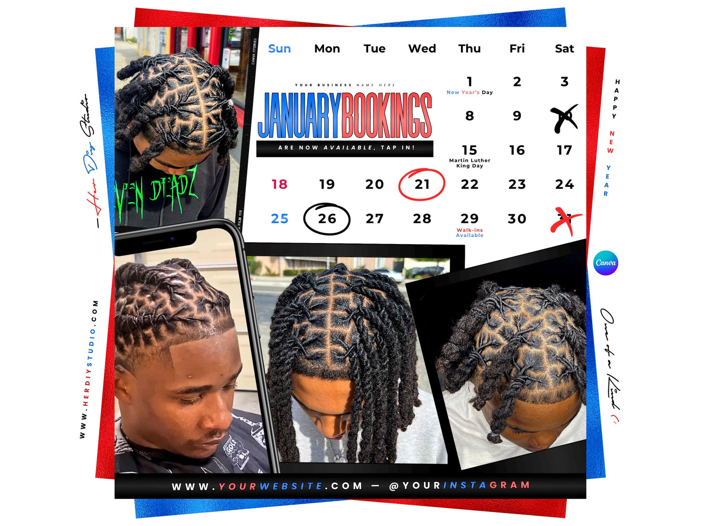 January Booking Flyer, Barber Flyer