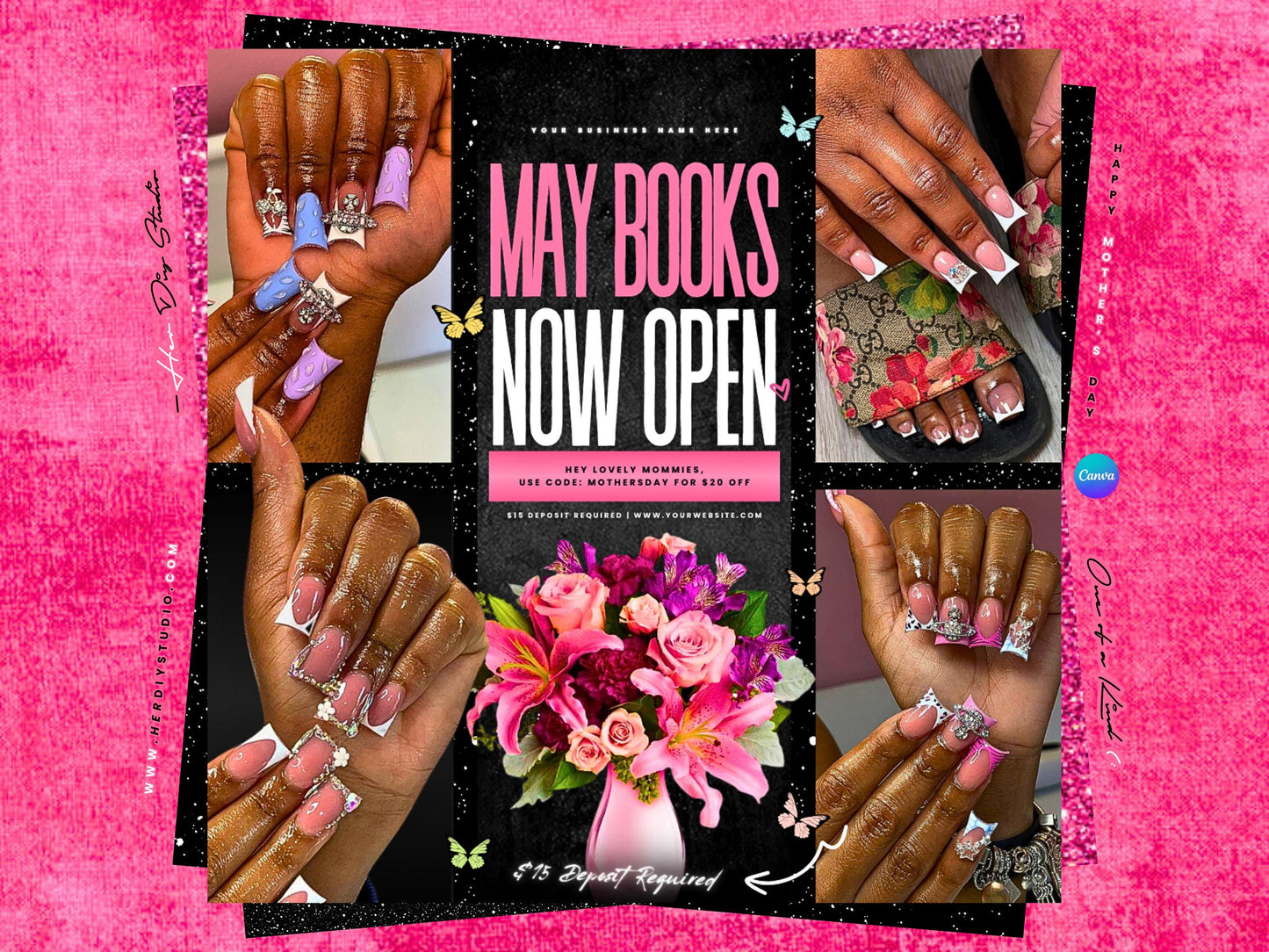 May Booking Flyer (: | Ideal Nail Tech, Hairstylist, MUA, Lash Tech, Aesthetician, Esthetician, Barber