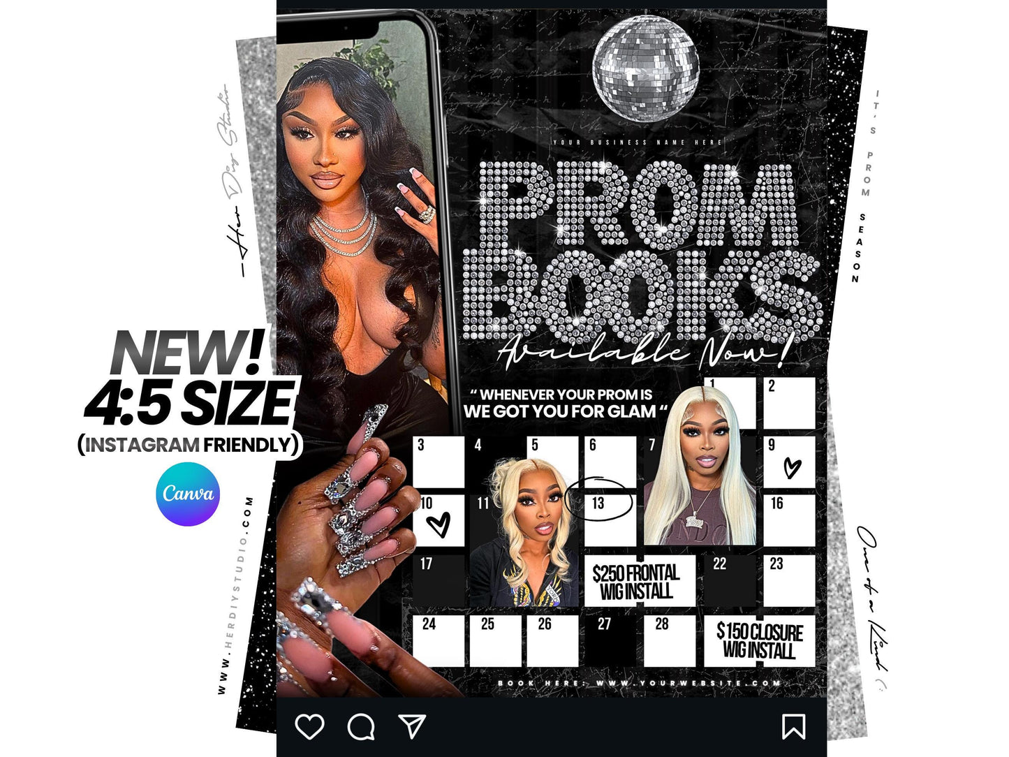 Prom Season Specials Flyer, Hair & Beauty Template (Canva Template)