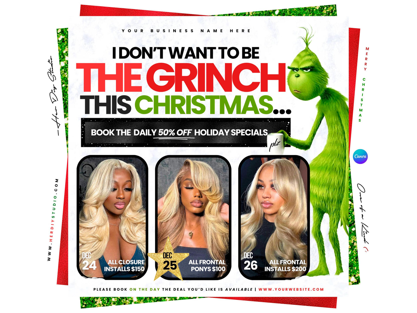 Christmas Booking Flyer, Holiday Specials Template (Canva Template)