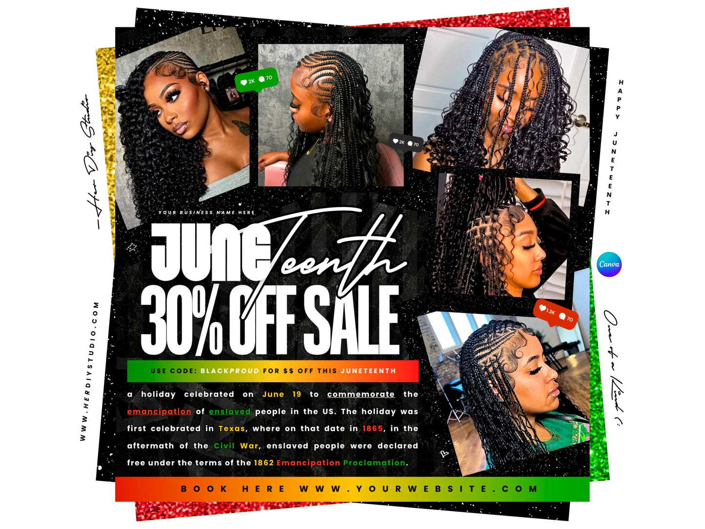 June Booking Flyer, Summer Booking Flyer, Juneteenth Booking Flyer