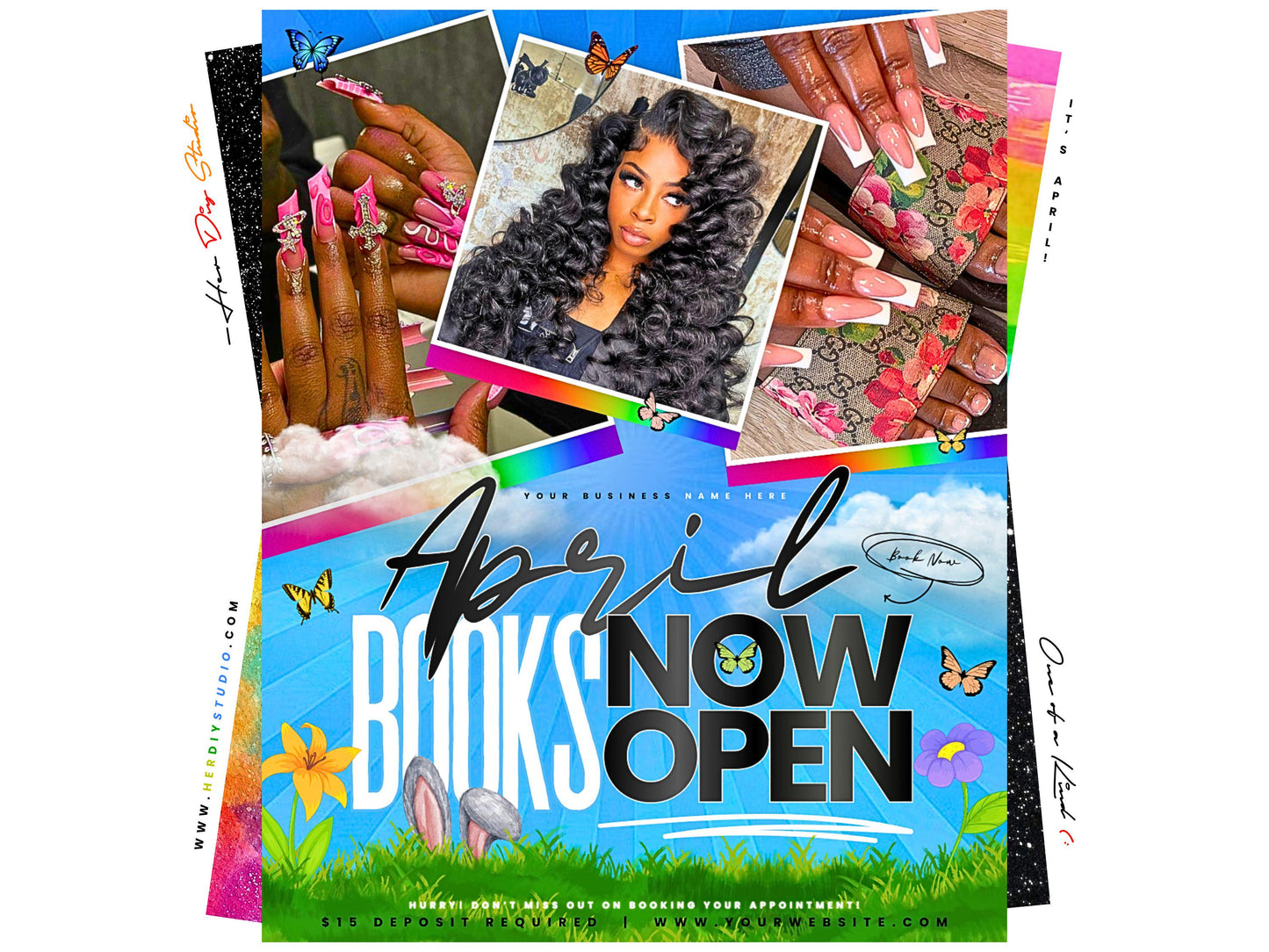 April Booking Flyer, Easter Canva Template (Digital Download)