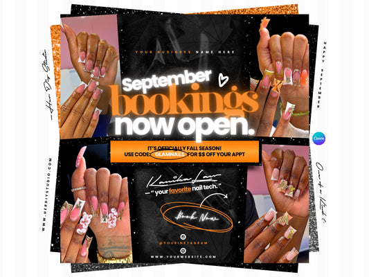 September Booking Flyer for Nail Techs
