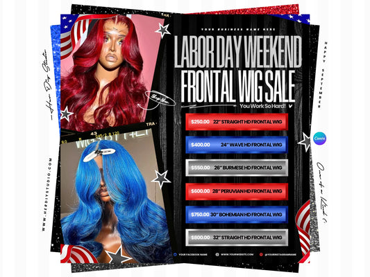 Labor Day Sale Flyer, Wig Flyer, Hair Flyer
