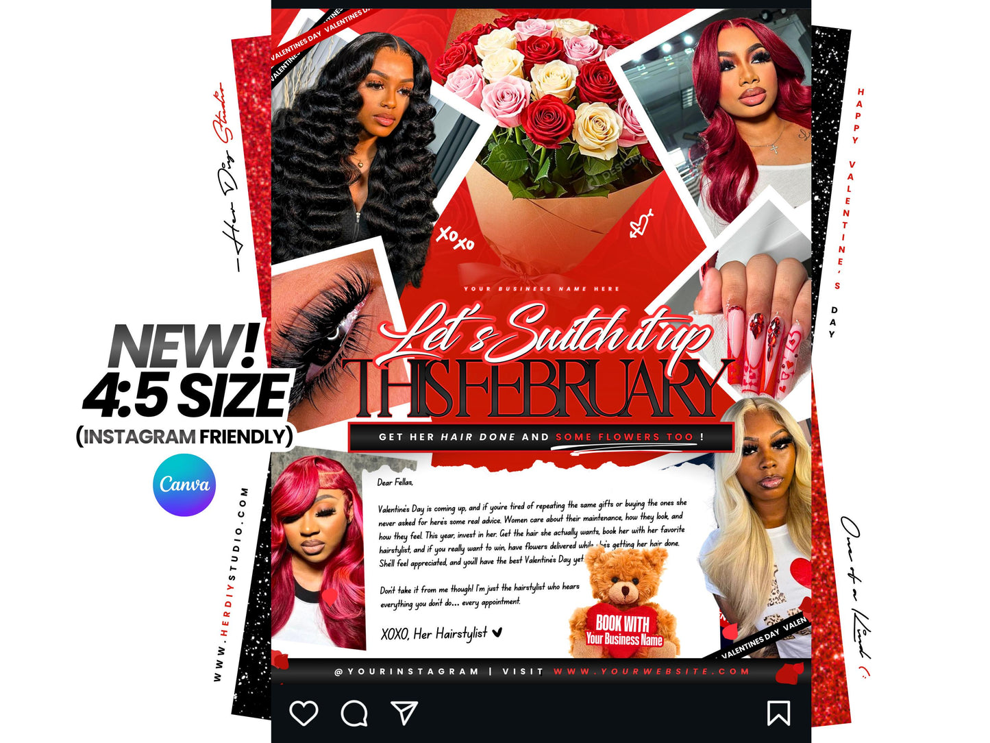 Valentines Day Booking Flyer Template (Digital Download)