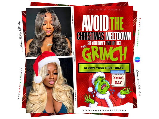 Christmas Booking Flyer, Salon Appointments, Canva Template (Digital Download)