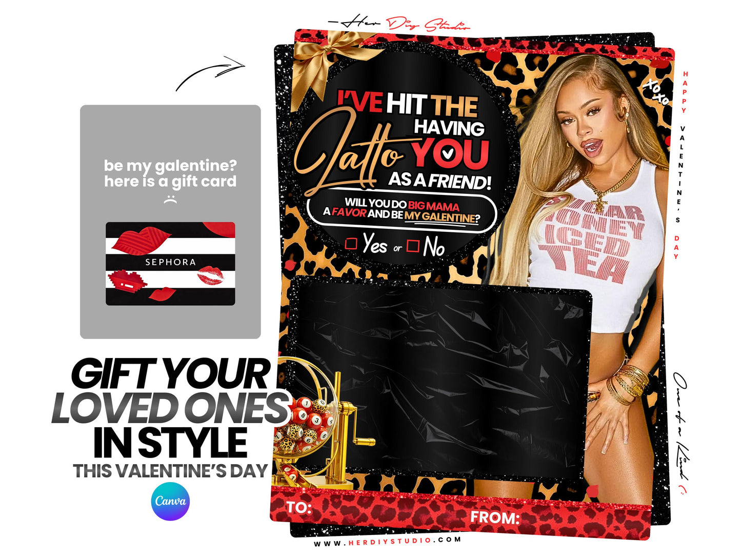 Valentine's Day Card | Gift Card Holder Template, Treat Card Template