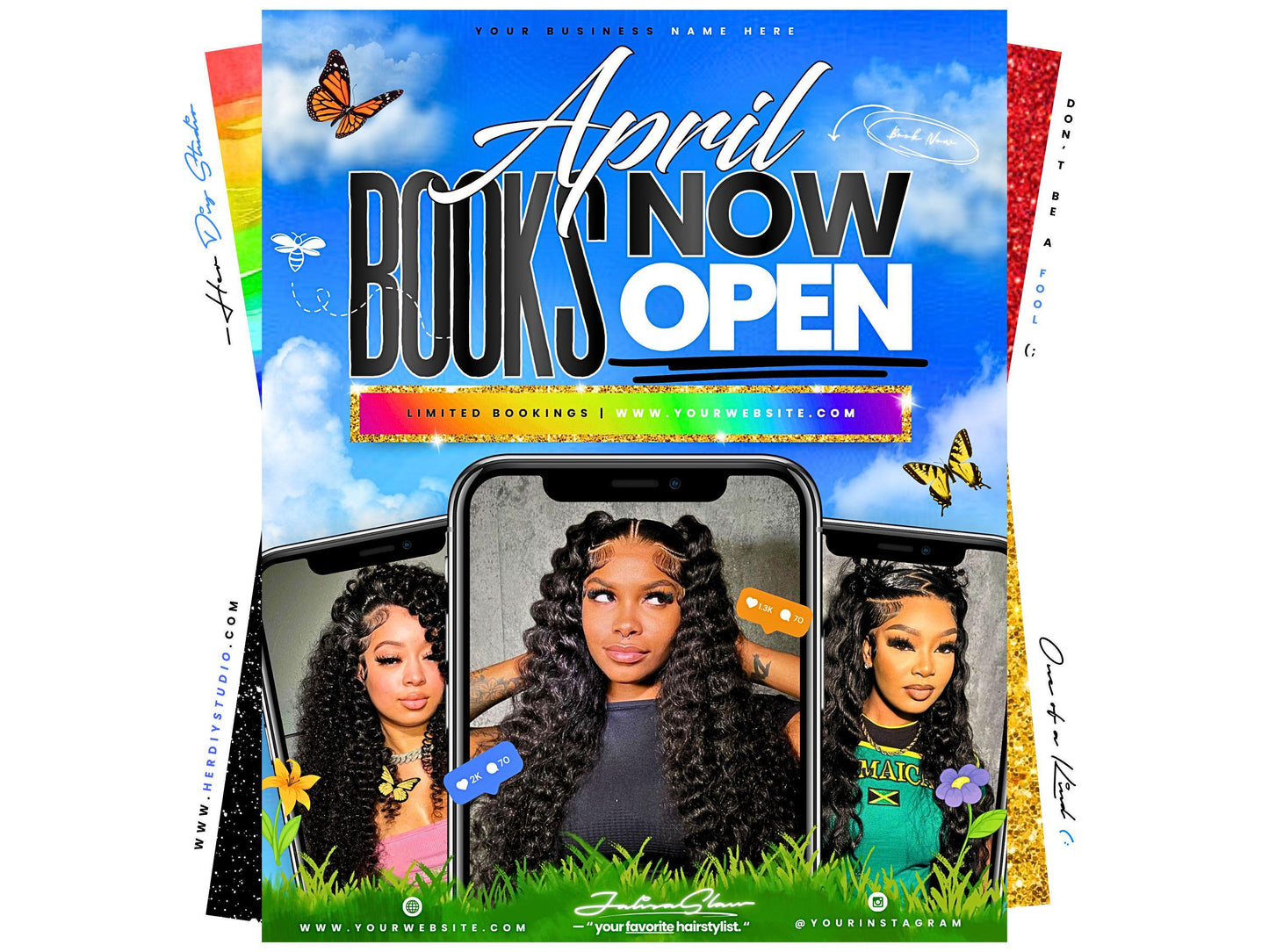 April Booking Flyer Canva Template, Salon Open Now (Digital Download)