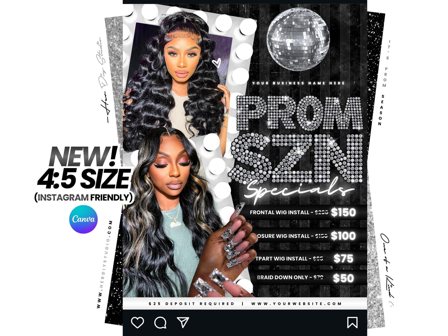 Prom Season Specials Flyer, Hair & Beauty Template (Canva Template)