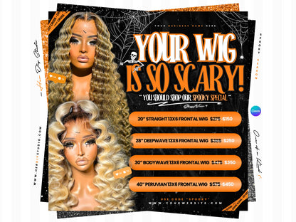 Halloween Wig Sale Flyer, Hair Flyer, Wig Flyer, Sale Flyer