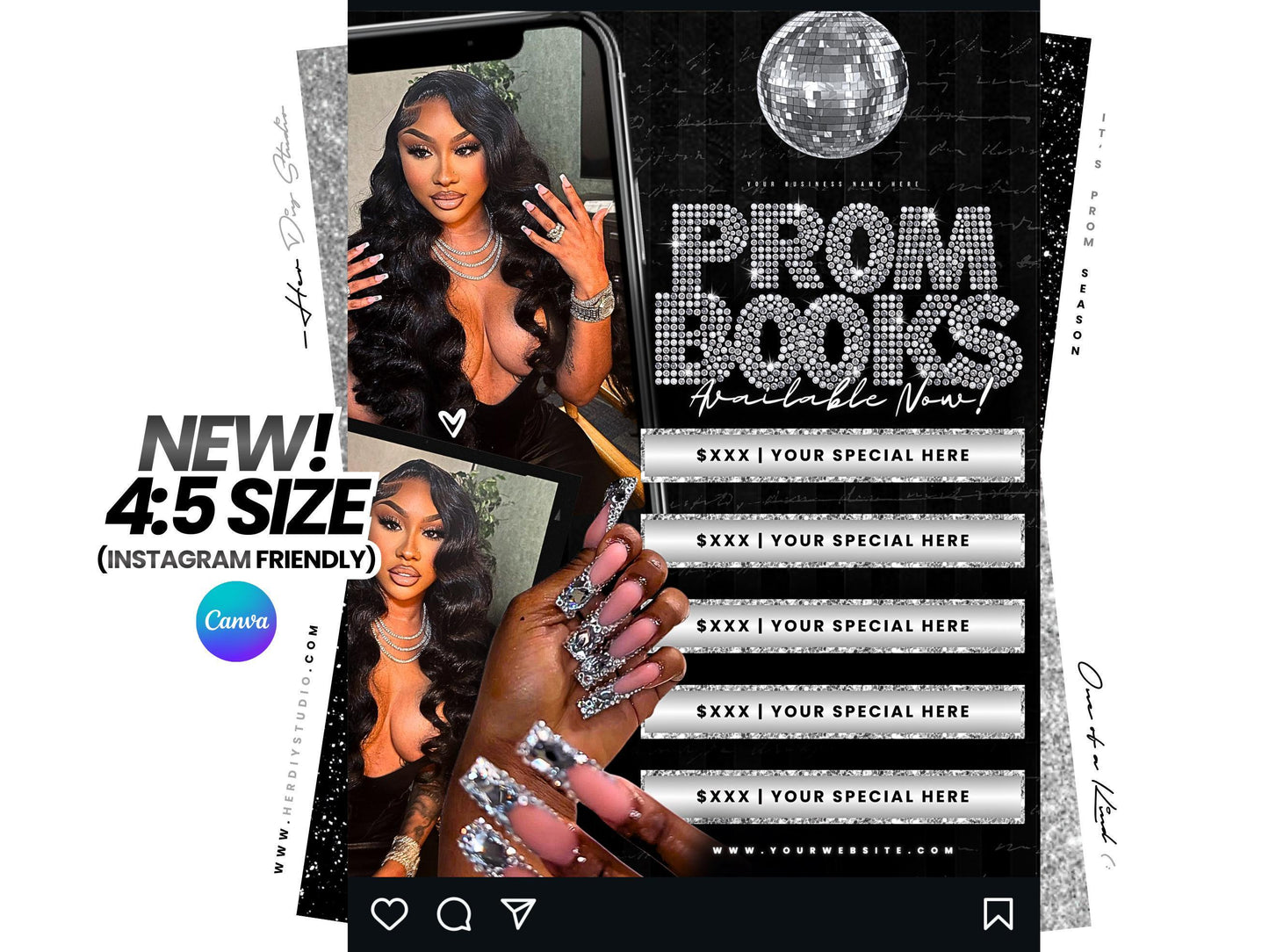 Prom Season Specials Flyer, Hair & Beauty Template (Canva Template)
