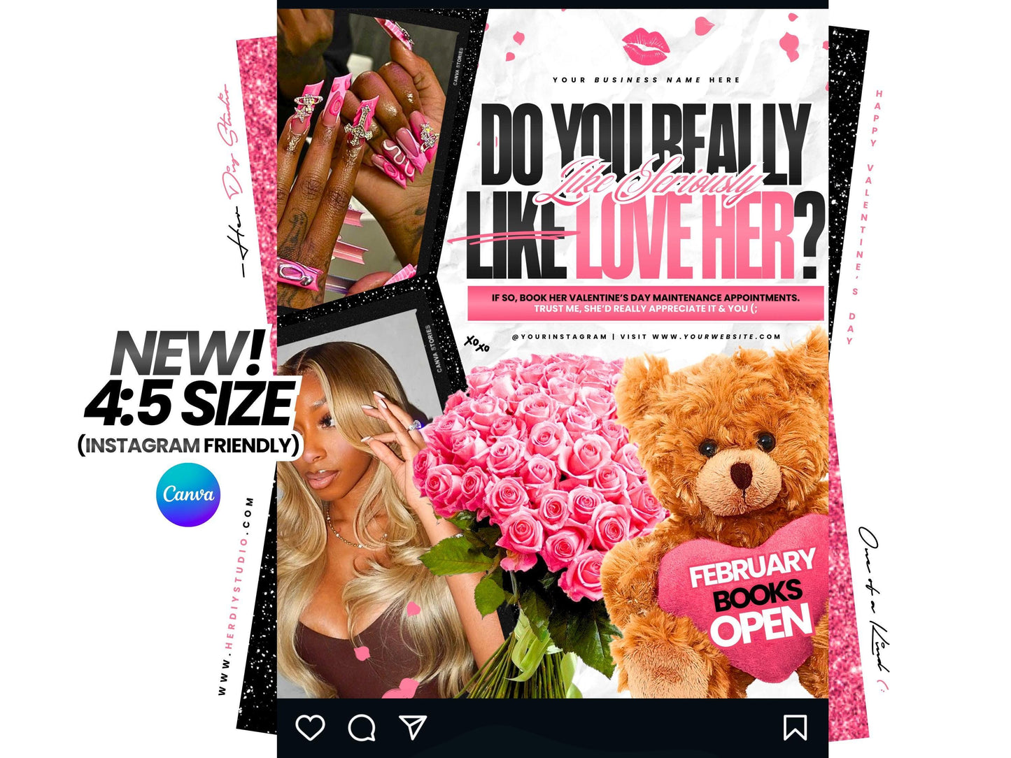 Valentines Day Booking Flyer Template (Digital Download)