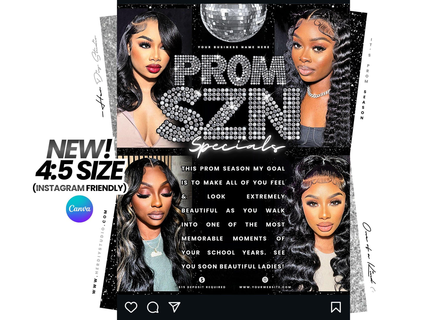 Prom Season Specials Flyer, Hair & Beauty Template (Canva Template)