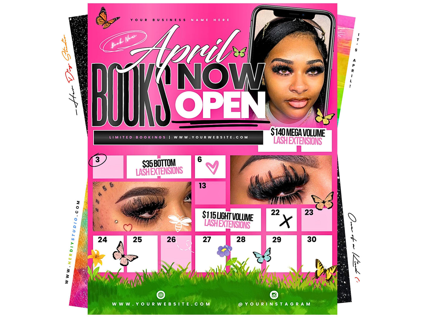 April Booking Flyer, Easter Canva Template (Digital Download)