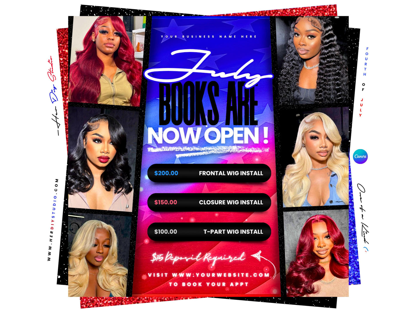 4th of July Flyer, 4th of July Booking Flyer, Independence Day Flyer