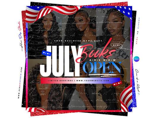 4th of July Booking Flyer, Independence Day Template (Digital Download)