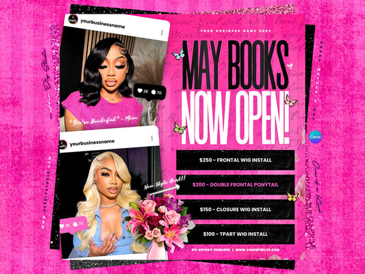 May Booking Flyer Canva Template | Editable Beauty Business Flyer (Digital Download)