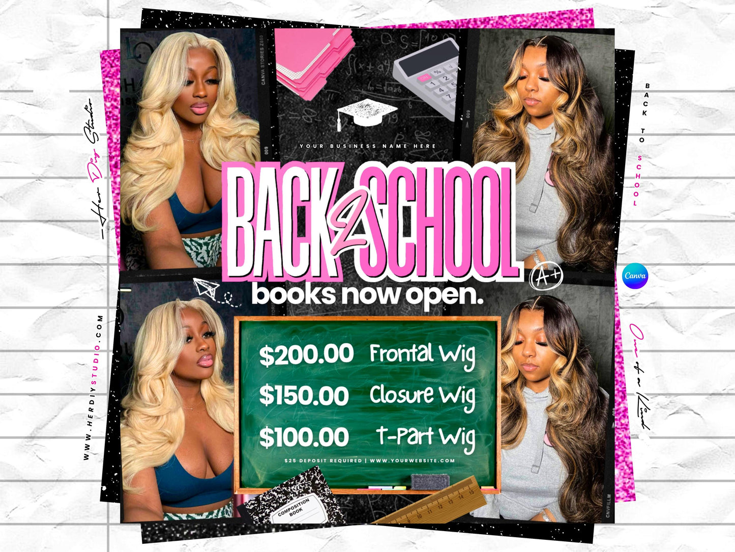 Back to School Booking Flyer, Canva Template (Digital Item)