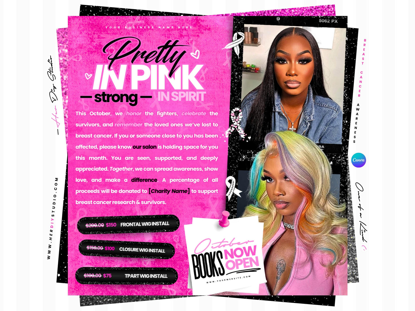 October Booking Flyer for Breast Cancer Awareness Month (: