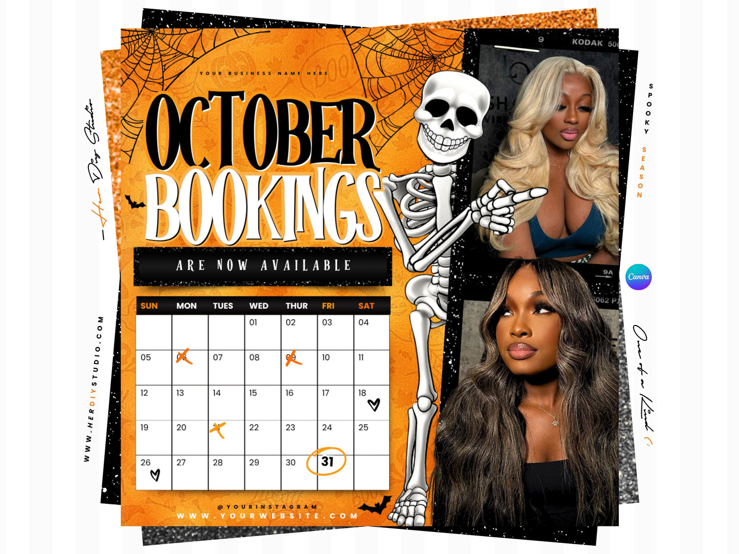 October Booking Flyer, Halloween Booking Flyer
