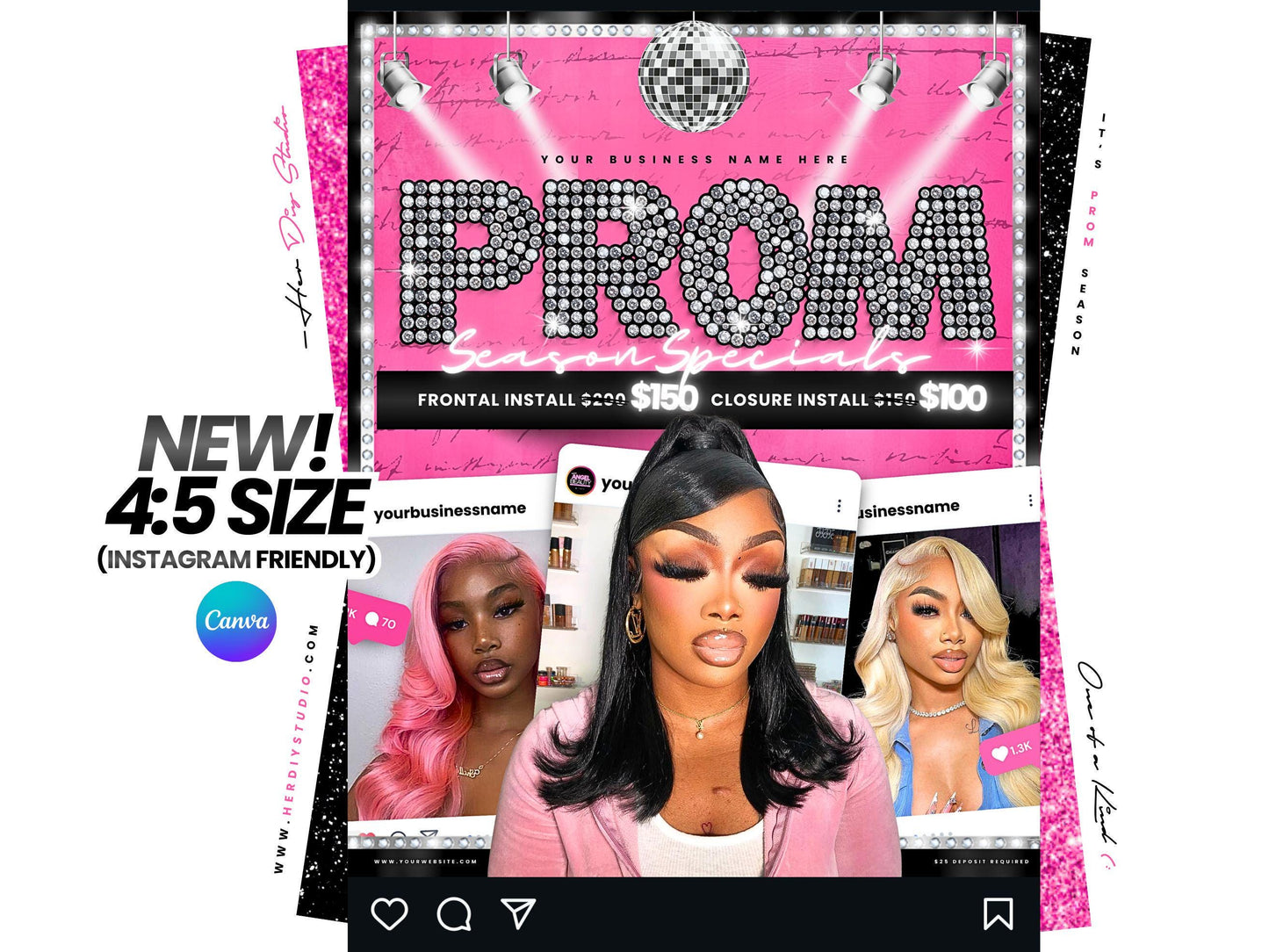 Prom Season Specials Flyer, Hair & Beauty Template (Canva Template)