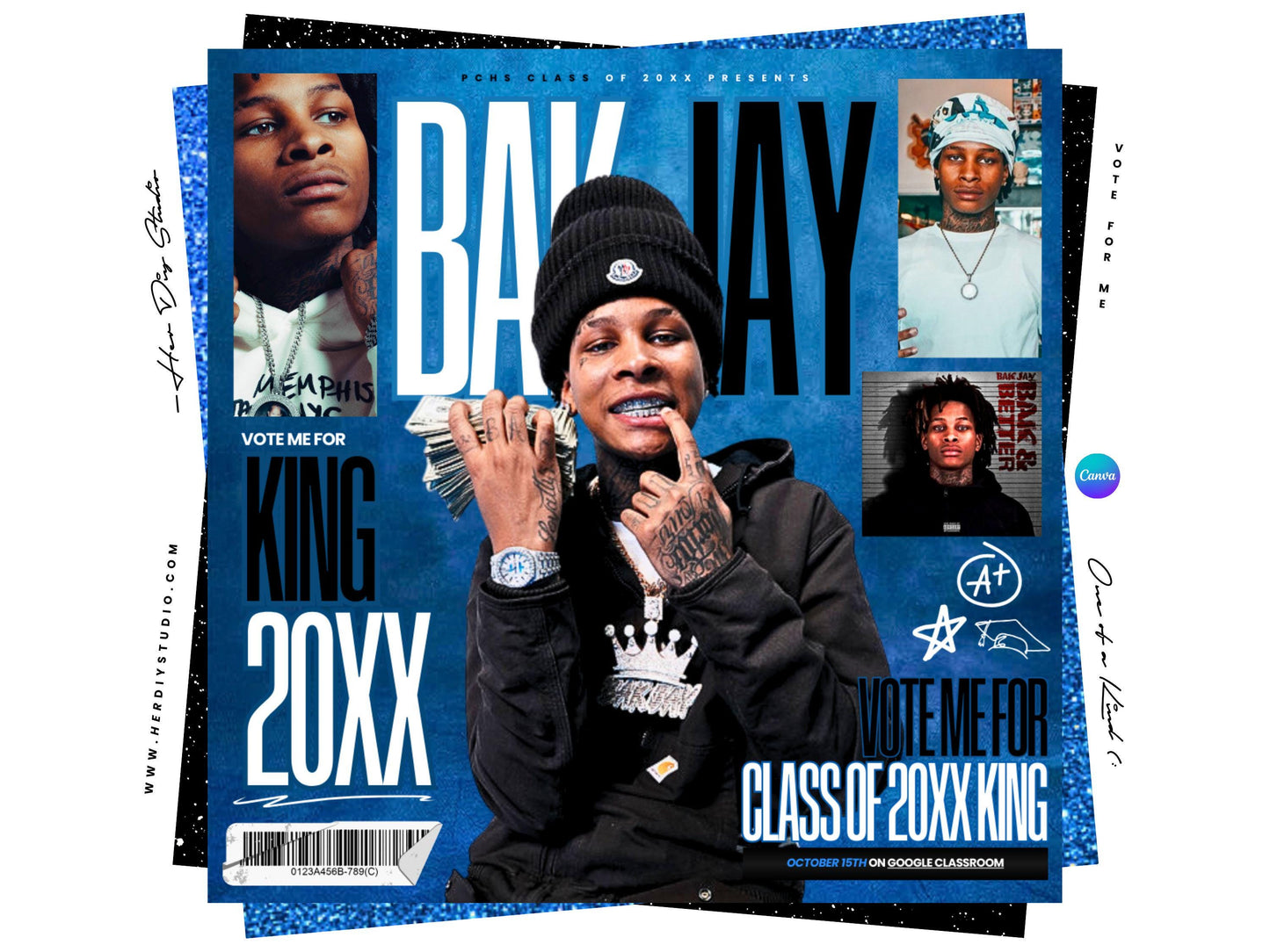 Prom King Campaign Flyer Canva Template (Digital Item)
