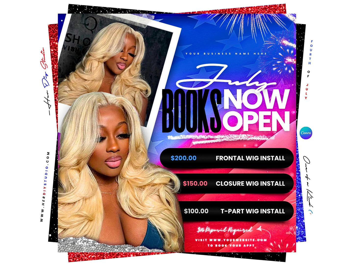 4th of July Flyer, 4th of July Booking Flyer, Independence Day Flyer
