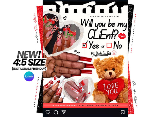 Valentine's Day Booking Flyer for Nail Techs, February Booking Flyer