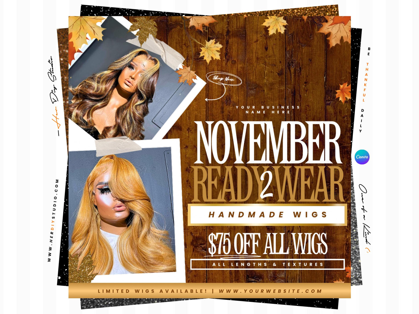 November Flyer, Thanksgiving Flyer | Wig Flyer, Hair Flyer, Sale Flyer