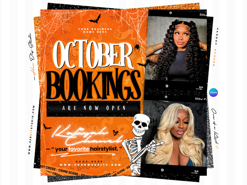 October Booking Flyer, Halloween Booking Flyer