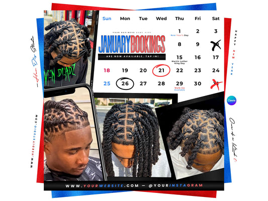 January Booking Flyer, Barber Flyer
