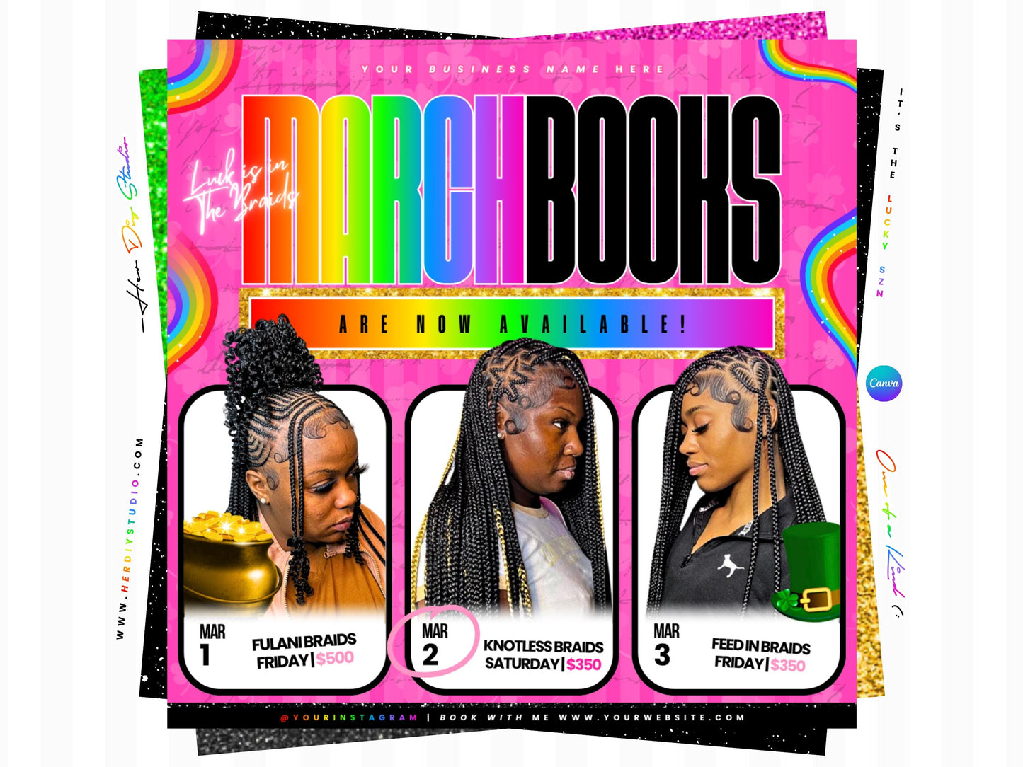 March Booking Flyer for Braiders