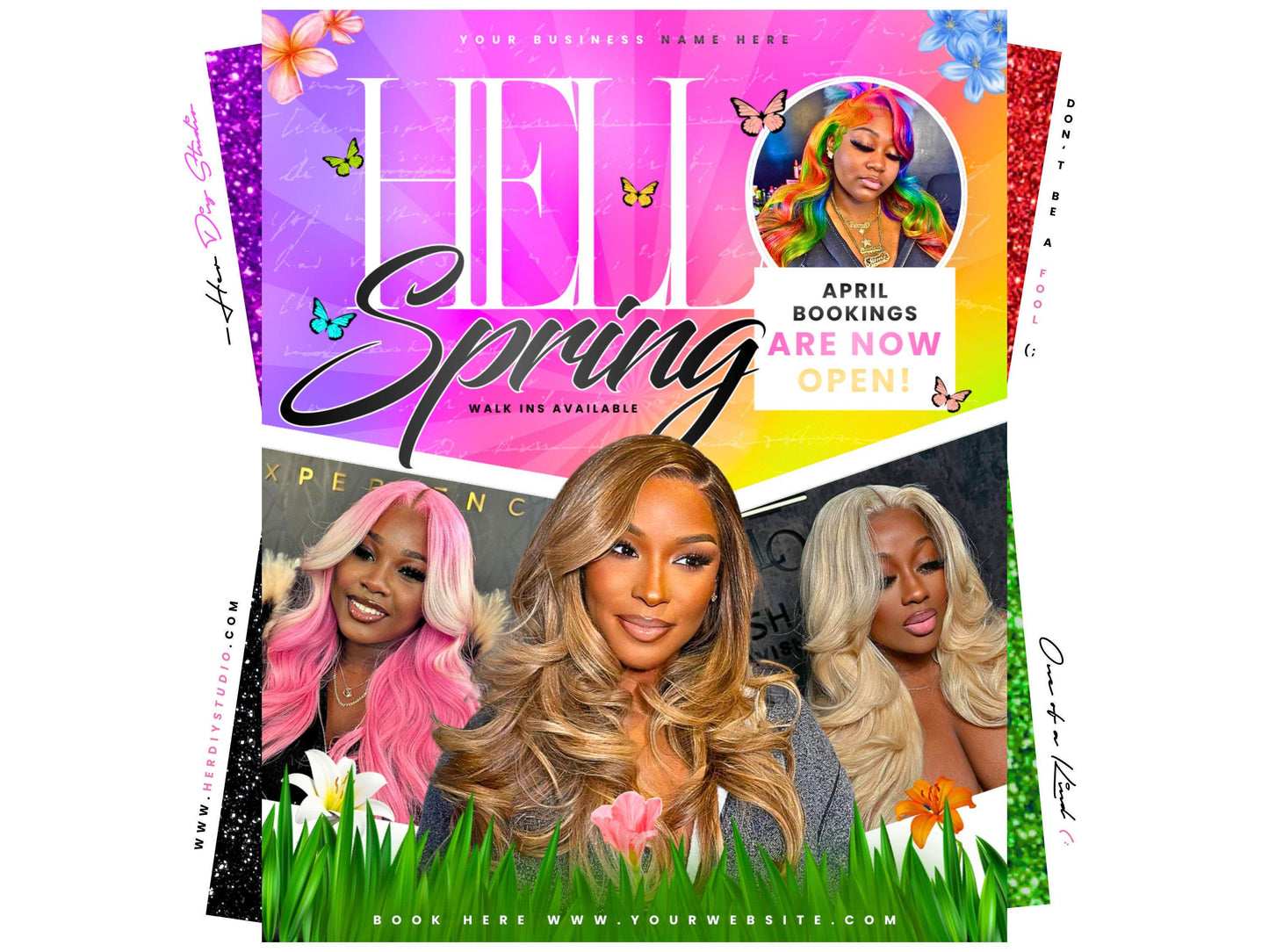 April Booking Flyer, Easter Canva Template (Digital Item)