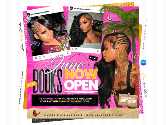 June Booking Flyer, Summer Booking Flyer