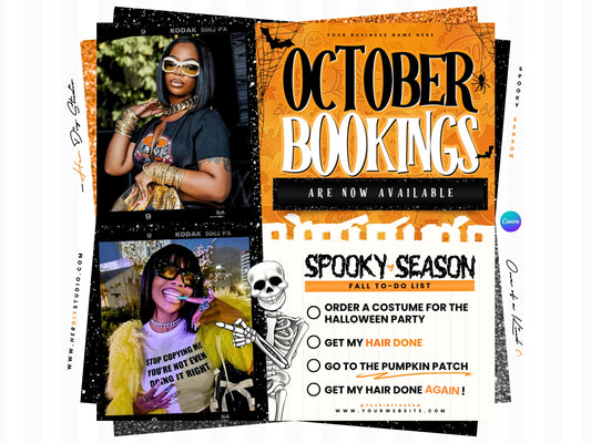 October Booking Flyer, Halloween Booking Flyer