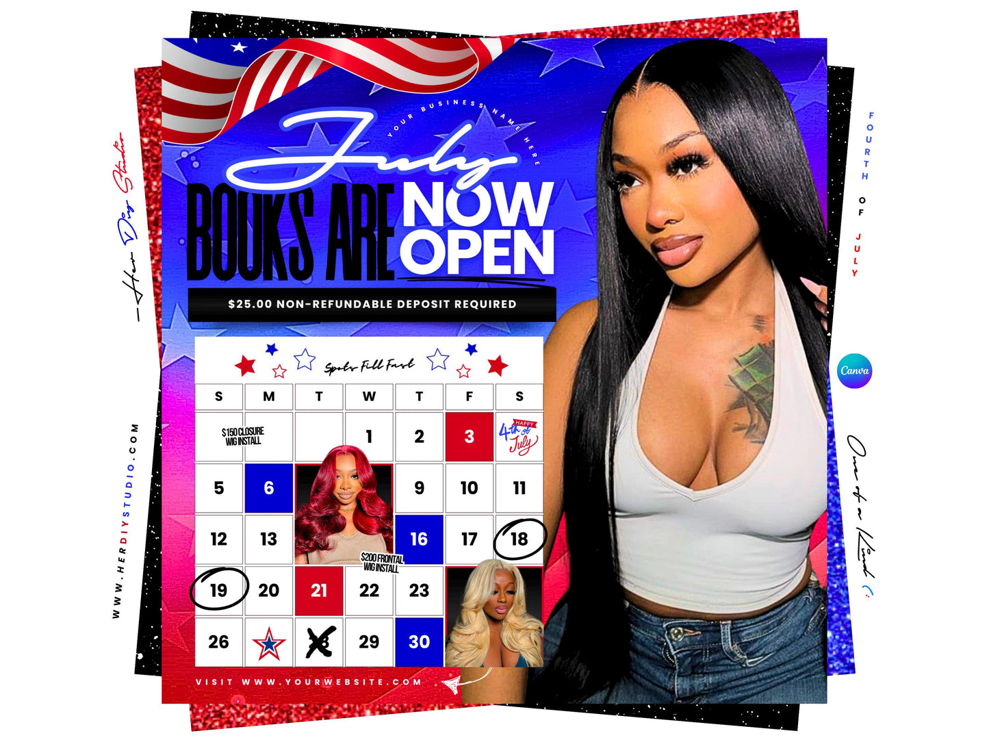 4th of July Flyer, 4th of July Booking Flyer, Independence Day Flyer